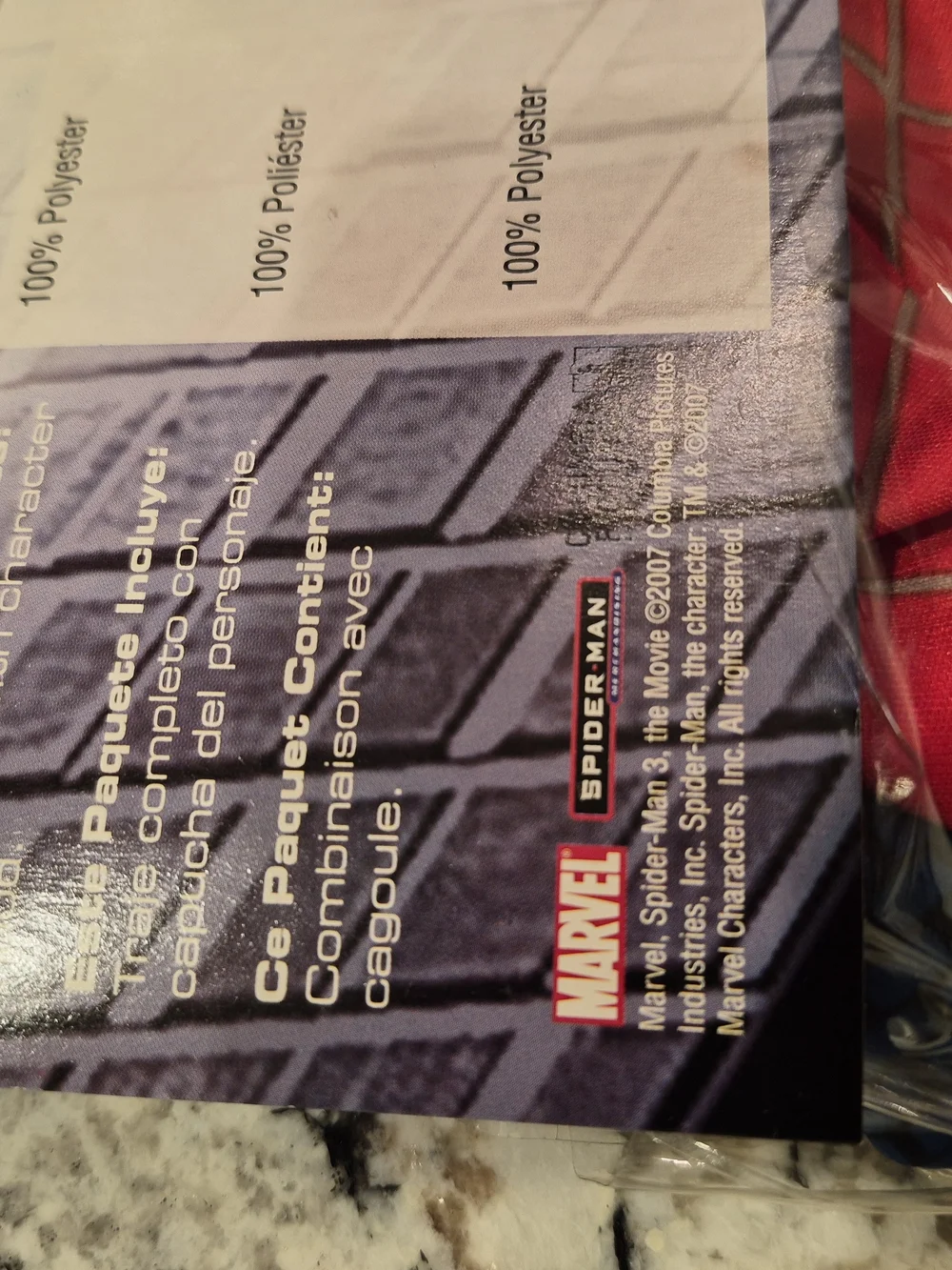 New In Packaging Marvel Spider-Man Kids Costume Size 10/12